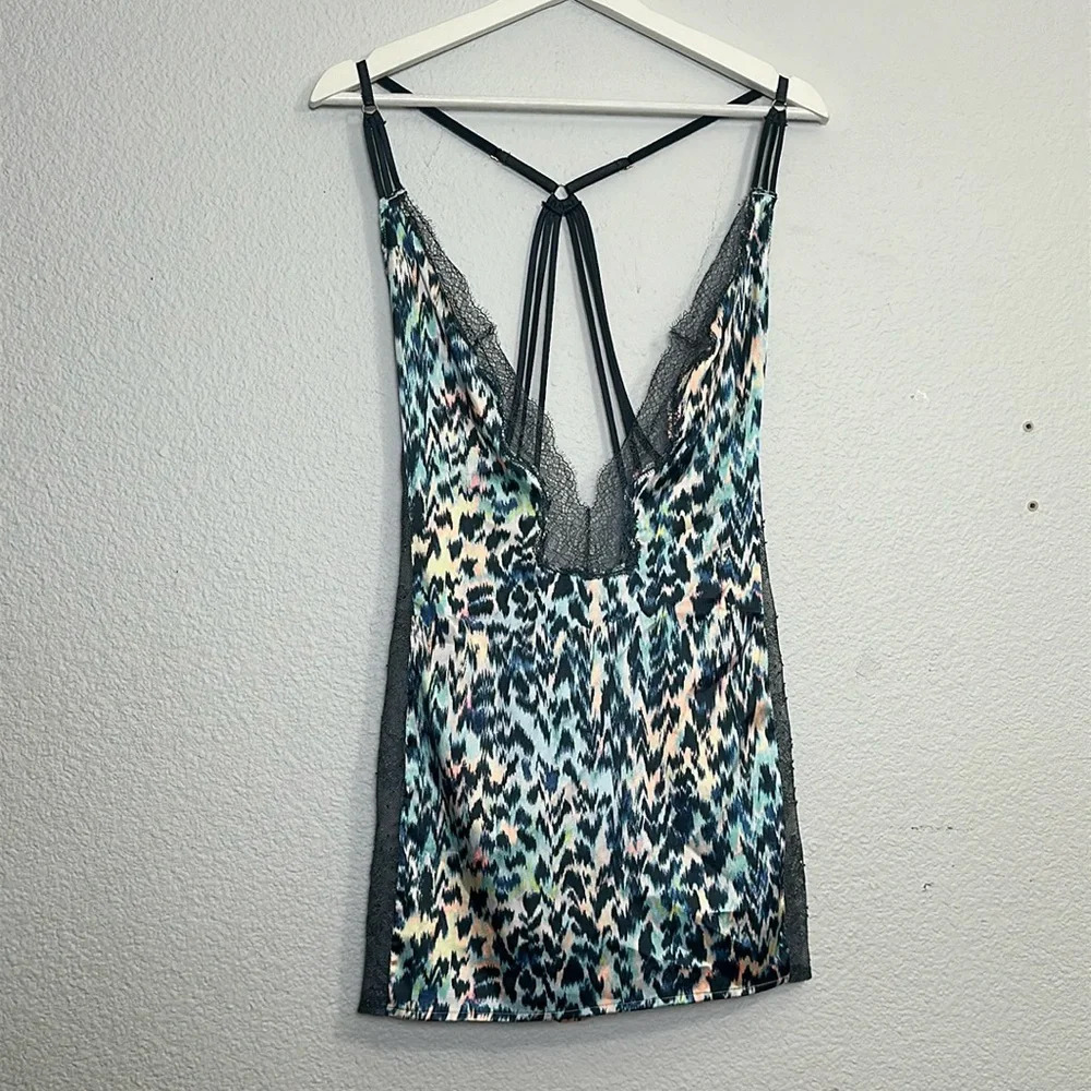 Victoria's Secret Light Blue Grey Chemise Slip Lace Sleep Womens‎ Size Medium